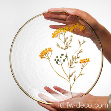 Set pelat kaca bunga yang dicat tangan kreatif